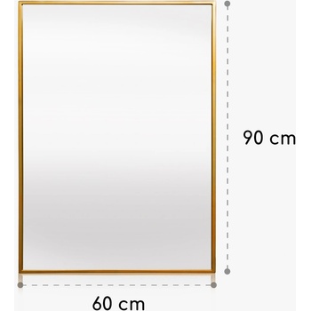 Casa Chic Croxley Стенно огледало с метална рамка, правоъгълно, 90 x 60 см (EL-MIR-MET-90X60-GLD) (EL-MIR-MET-90X60-GLD)