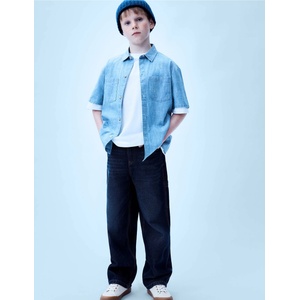 Marks & Spencer Свободни дънки от чист памук с джобове (6-16 години) Marks & Spencer морска синя Marks & Spencer | Sin | Момчешки | 10-11