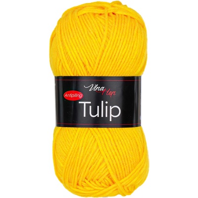 Pletací / háčkovací příze Vlna-Hep TULIP 41251 sytě žlutá, jednobarevná, antipillingová, 100g/170m