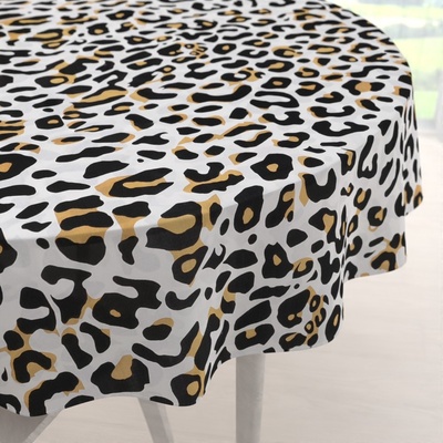 Biante bavlna kulatý ubrus Sandra SA-409 Leopardí vzor na bílém Ø 130cm