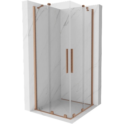 Mexen Velar Duo плъзгаща се душ кабина 80 x 80 см, прозрачна, четкана мед - 871-080-080-02-65 (871-080-080-02-65)