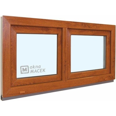 KÖMMERLING Plastové okno - 70 AD, 1200x600 mm, S/S, zlatý dub čiré, zlatý dub/bílá