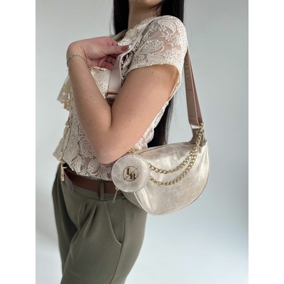 Dámska zlatá crossbody kabelka s retiazkou