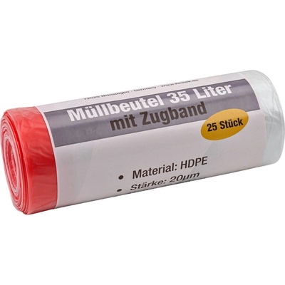 KesTek Pytle na odpadky se stahovací šňůrkou 35 l 20µm 25 ks průsvitné