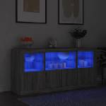 vidaXL Сайдборд с LED светлини, сив сонома, 142, 5x37x67 см (3209070)