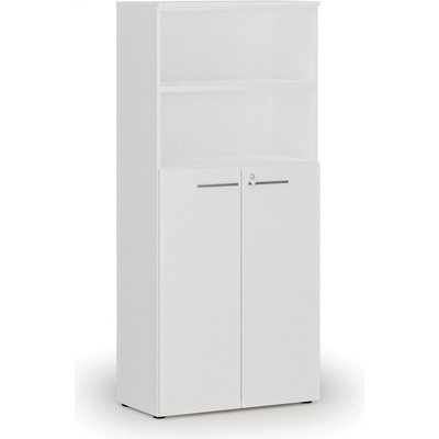 Primo Kombinovaná kancelárska skriňa WHITE, dvere na 3 poschodia, 1781 x 800 x 420 mm, biela
