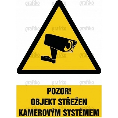Grafiko | Pozor ! Objekt střežen kamerovým systémem - Text obrázku Pozor ! Objekt střežen kamerovým systémem, Materiál Hliník, Rozměr 297x210mm
