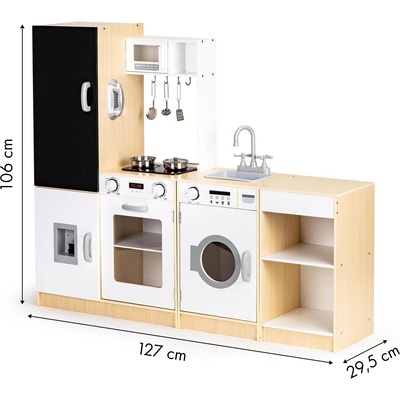 ECOTOYS Дървена кухня за деца xxl борда + led ECOTOYS (PLK547)