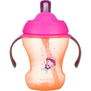 Tommee Tippee Неразливаща се чаша със сламка Tommee Tippee, Оранжева, 230 ml, 6 m+ (TT.0136_girl)