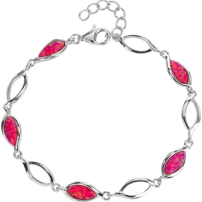 Bealio 13351 stříbrný náramek KAPKY karmínový OPÁL 17+3 cm 03-13351-3357