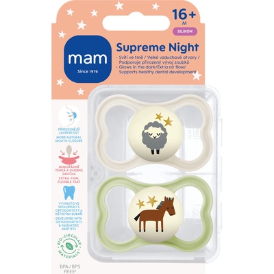 Mam dudlík Supreme Night béžová/zelená 2 ks