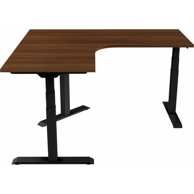 Delso Rohový výškovo nastaviteľný stôl Shaper 130 x 180 cm pravý, orech / čierna