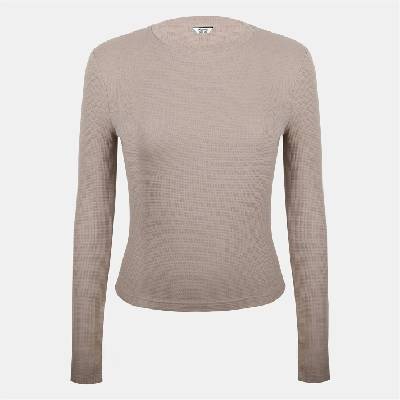 Jack Wills Бебешка тениска Jack Wills Women's Waffle LSBaby Cotton Crew Neck Slim Fit Long Sleeve T-Shirt - Taupe