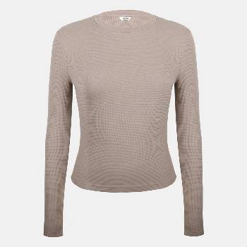 Jack Wills Бебешка тениска Jack Wills Women's Waffle LSBaby Cotton Crew Neck Slim Fit Long Sleeve T-Shirt - Taupe