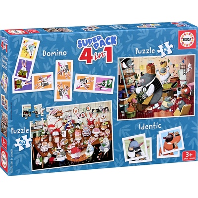 Educa Детски пъзел Educa 4 в 1 - Горски приказки (EDU19688)