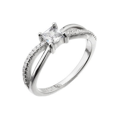 Evolution Group Stříbrný prsten čtvercový zirkon 15016.1