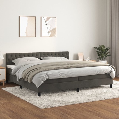 Petrashop 3141504 boxspring postel s matrací tmavě šedá samet