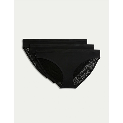 Marks & Spencer Комплект от три дамски черни дантелени бикини Marks & Spencer Marks & Spencer | Cheren | ЖЕНИ | XS