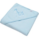 New Baby froté osuška s výšivkou a kapuckou 80x80 modrá žirafka