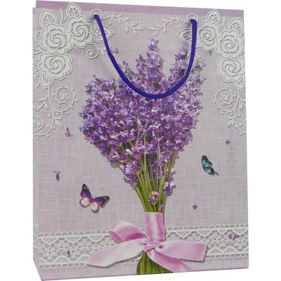MAKRO - Taška darčeková 26x32x10cm, levanduľa kytica