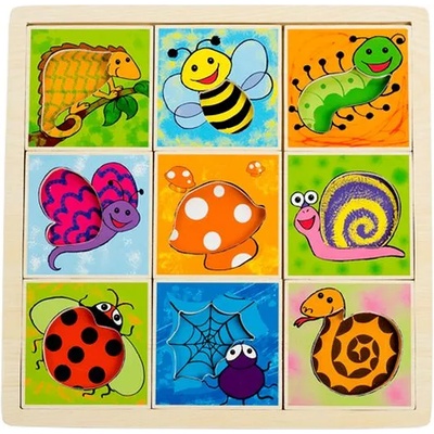 Pino Toys Дървен пъзел Pino - Нареди шарките и формите (5476)