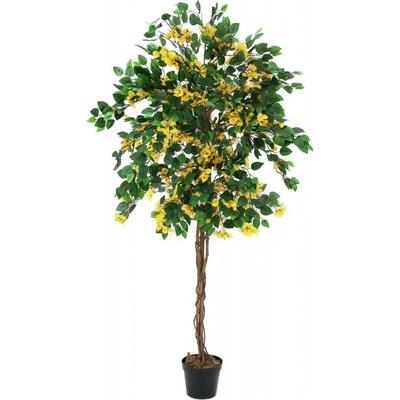 Umělý kvetoucí strom Bougainvillea - přírodní kmen, žlutá, 180cm