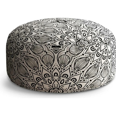 Sablio Taburet Circle Bílé mehendi: 38x48 cm