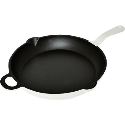 Český smalt GOURMETINA Litinová smaltovaná pánev MAGDALENA Papírově bílá/black edition 28 cm