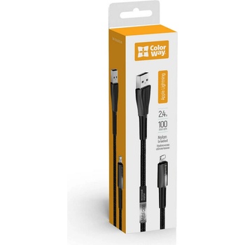 ColorWay CW-CBUL035-BK USB Apple Lightning (zink alloy + LED), 2.4A, 1m, černý