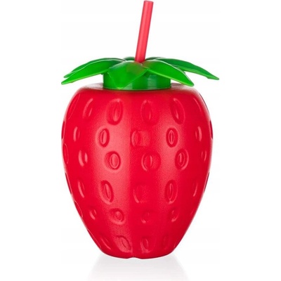 BANQUET Fľaša plastová so slamkou STRAWBERRY 880 ml