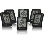 Bresser set of 6 thermometer hygrometers - digital room thermometer for checking interior humidity, suitable for refrigerators, wall mounting and magnet, mold prevention - indicator smiley, black - 7000015CM3