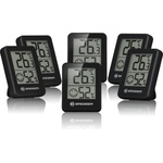 Bresser set of 6 thermometer hygrometers - digital room thermometer for checking interior humidity, suitable for refrigerators, wall mounting and magnet, mold prevention - indicator smiley, black - 7000015CM3