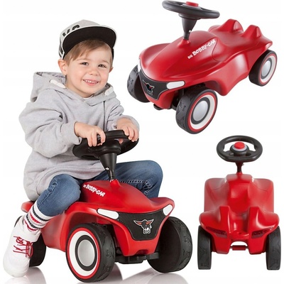 BIG Bobby Car Neo ružové zvukové s gumenými kolesami a mriežkovanou maskou