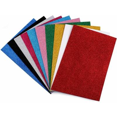Samolepicí pěnová guma Moosgummi s glitry, sada 10 ks 20x30 cm - mix - glitry