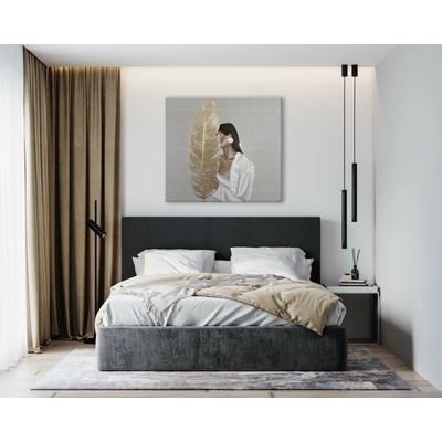 Obraz na plátne TAJOMNÁ ŽENA S LISTOM - 70x60 cm