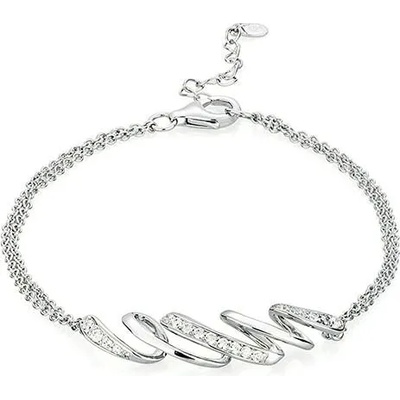 Swan Сребърна гривна спирала с циркони JT7450B Swan