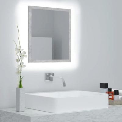 vidaXL LED огледало за баня, бетонно сиво, 40x8, 5x37 см, акрил (804912)