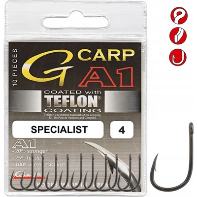 Gamakatsu A1 G-Carp Specialist RX PTFE s očkem a protihrotem Nikl vel.10 10ks
