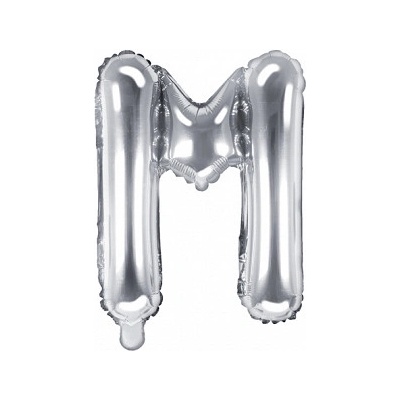 PartyDeco Fóliový balón Mini Písmeno M 35cm strieborný