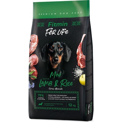 Fitmin 2х12кг Mini Dog For Life Fitmin, суха храна за кучета - с агнешко и ориз