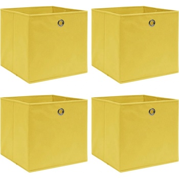 vidaXL Úložné boxy 4 ks žlté 32x32x32 cm látkové