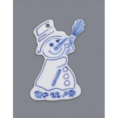 Český porcelán Cibulák Vánoční ozdoba sněhulák 7,7 x 4,8 cm