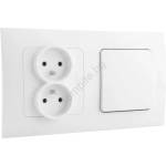Legrand Legrand-Двойна домашна розетка 250V/16A и еднополюсен ключ № 1 с бяла рамка NILOE (LR0018B)