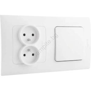 Legrand Legrand-Двойна домашна розетка 250V/16A и еднополюсен ключ № 1 с бяла рамка NILOE (LR0018B)