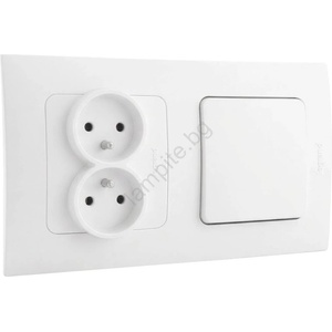 Legrand Legrand-Двойна домашна розетка и еднополюсен ключ № 1 с рамка NILOE 250V бяла (LR0018B)