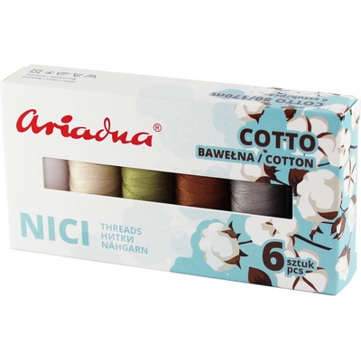 Ariadna Zostava nití na stehovanie Cotto Earth Cotto 80/170 m - 6 farieb (zem)
