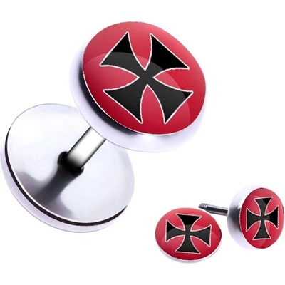 Šperky eshop ocelový fake piercing do ucha maltézský kříž PC35.27