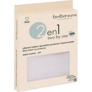Bimbidreams Чаршаф с ластик и протектор 2 в 1 Bimbidreams - Basics Tencel, 60 x 120 cm, бял (8499000828196) - ozone