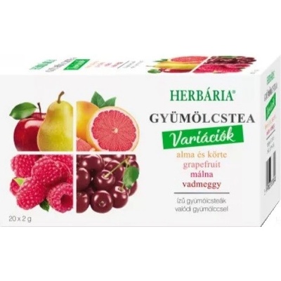 Herbária Variácie ovocných čajov jablko hruška grapefruit malina divá čerešňa 20 ks