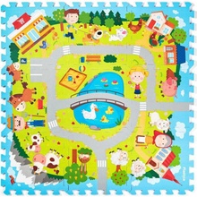 Dudlu Měkké bloky Vesnice 30x30cm dětské pěnové soft puzzle set 9ks